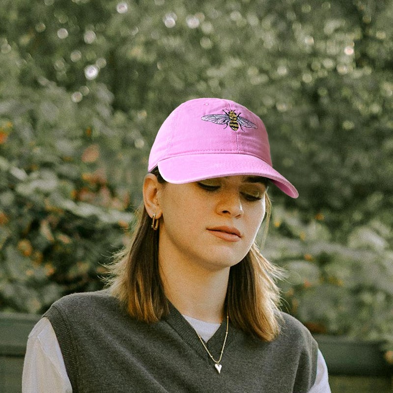 RLQWTKV Flamingo Beach Palm Tree Baseball Hat for Women Men Bees Adjustable Embroidered Cap - Image 4
